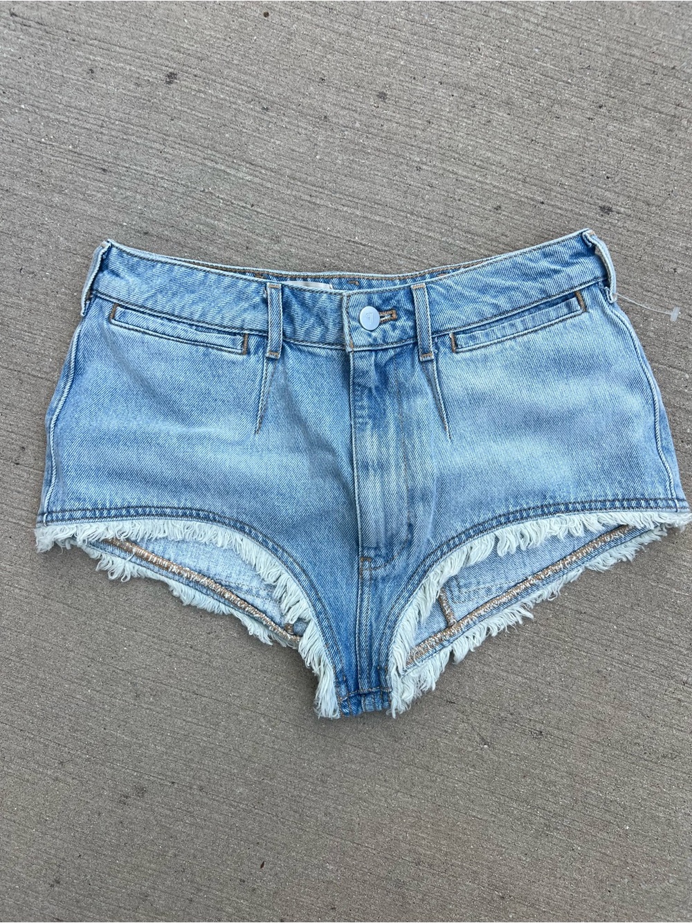 Pilcro High Rise Pitched Micro Denim Shorts